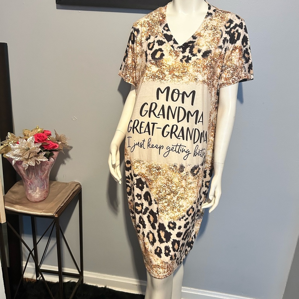 Chic Asymmetrical Dress with Leopard and Gold Accents